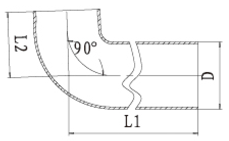 W型90度加長彎頭結構圖